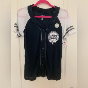 San Diego Padres MLB Genuine Merchandise Jersey Top Button Front M NWT Navy Blue